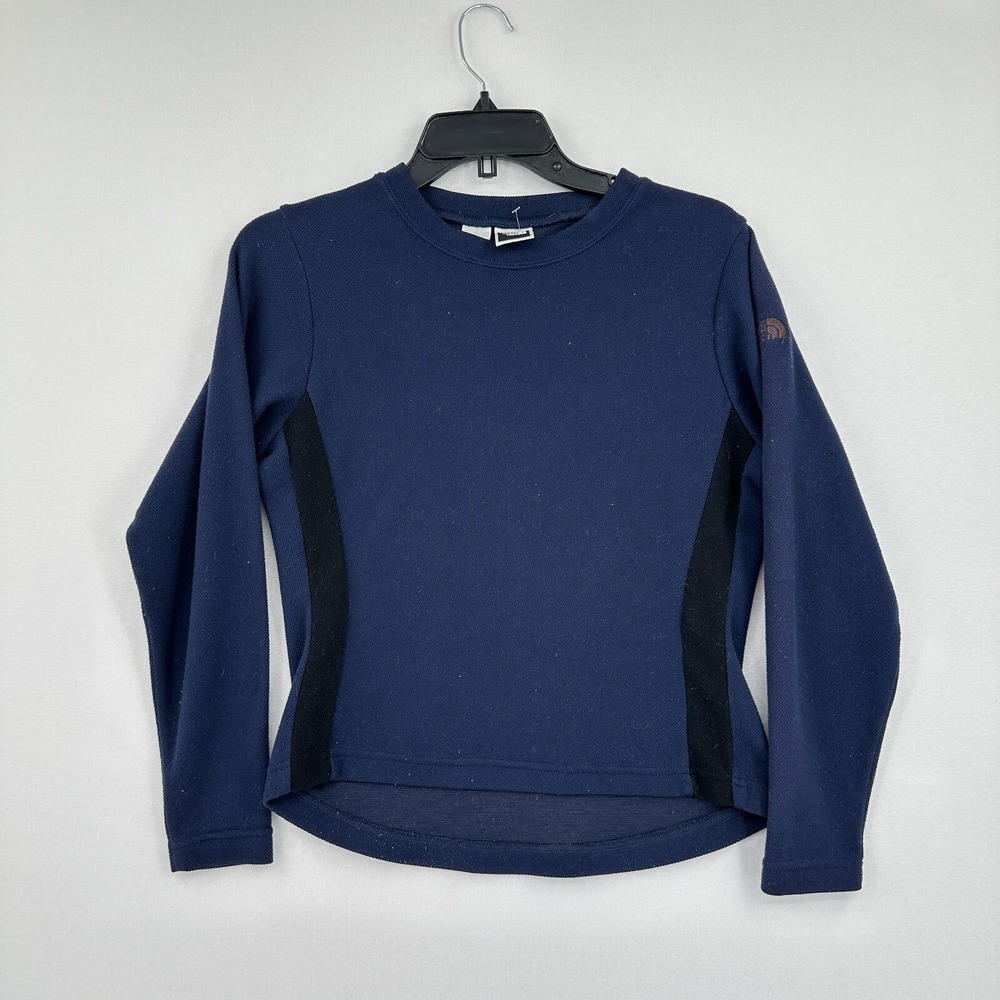 Vtg The North Face Sweatshirt Womens XS Blue Black Outdoor Hiking Camping Winter